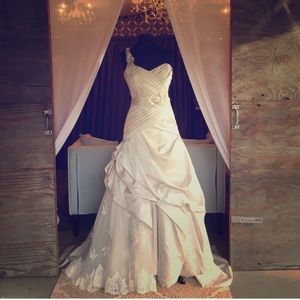 Impression Bridal Ivory Satin & Lace Wedding Gown
